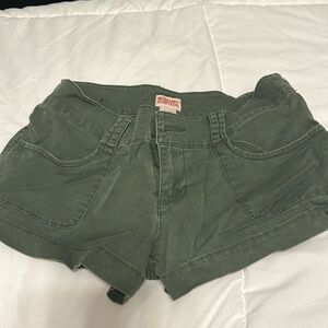 Mossimo Supply Co size 1 micro mini shorts olive green early 2000’s from storage